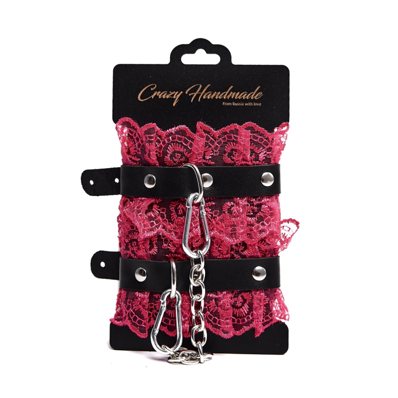 Наручники "Crazy Handmade" кружево фуксия 